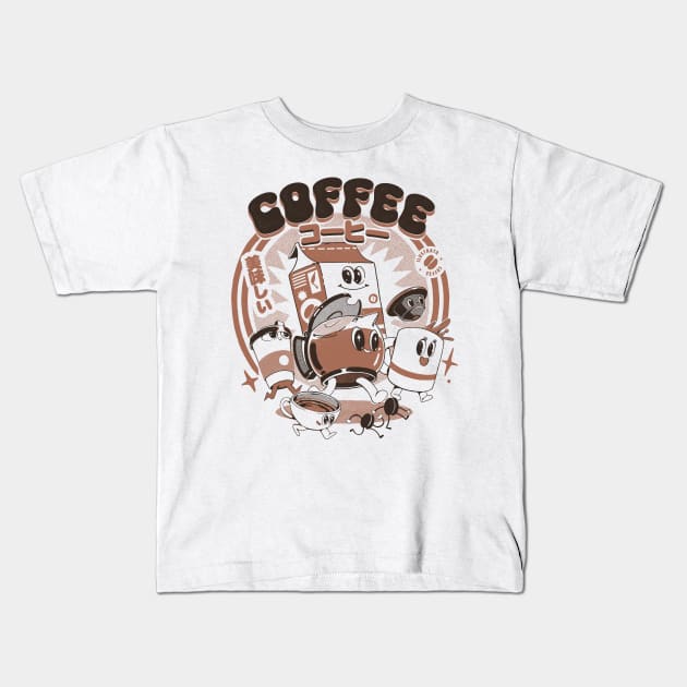 My Coffee Friends Kids T-Shirt by Ilustrata